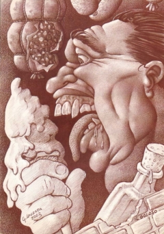 caricature of a man eating ice cream