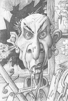 head of angry man in caricature