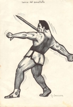 drawing of athlete while throwing the javelin