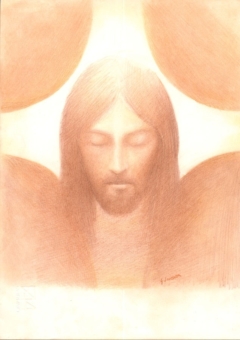 face of Jesus with closed eyes