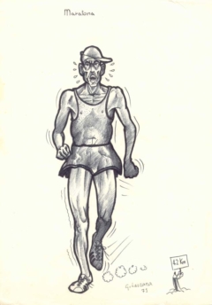 caricature of a marathon runner