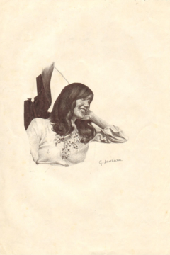 pen portrait of a smiling young woman