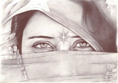 a veiled oriental woman’s face