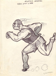 caricature of big athlete running