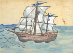 drawing of a sailboat unfolded