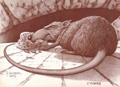 caricatura di ratto che mangia formaggio