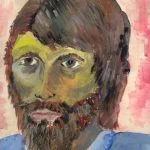 autoritratto a tempera di Graziano Lauzana