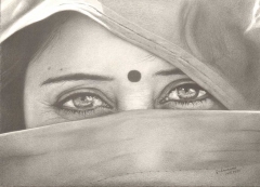 disegno particolare volto di donna orientale velata